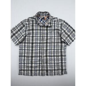 Quiksilver Men’s Plaid Button Down Shirt Gray Short Sleeve Surf Skate Casual